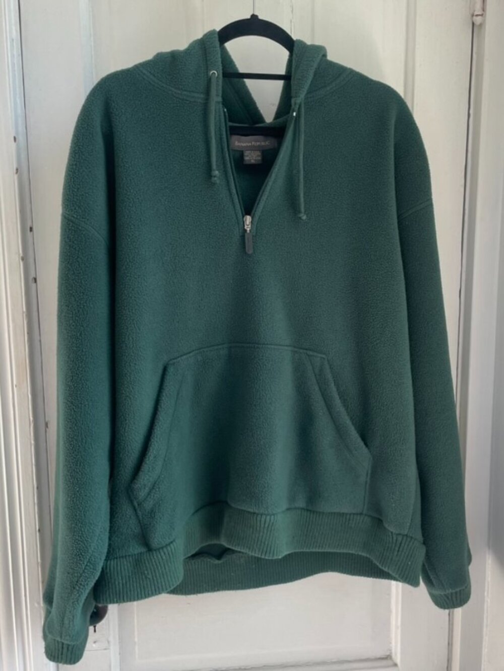 Banana Republic Green Fleece Hoodie | Men’s XL | Half Zip Pullover Sweatshirt